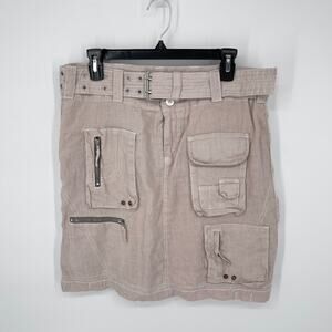 Pete & Greta By Johnny Was Women's Cargo Skirt Size 10 NEW Beige Y2K Linen